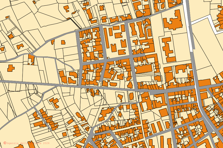 Mappa catastale del centro di Maglie: particelle e fabbricati, cartografia Agenzia delle Entrate