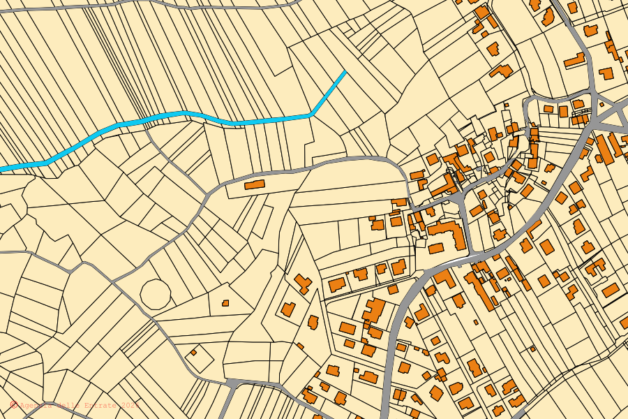 Mappa catastale del centro di Magnano in Riviera: particelle e fabbricati, cartografia Agenzia delle Entrate