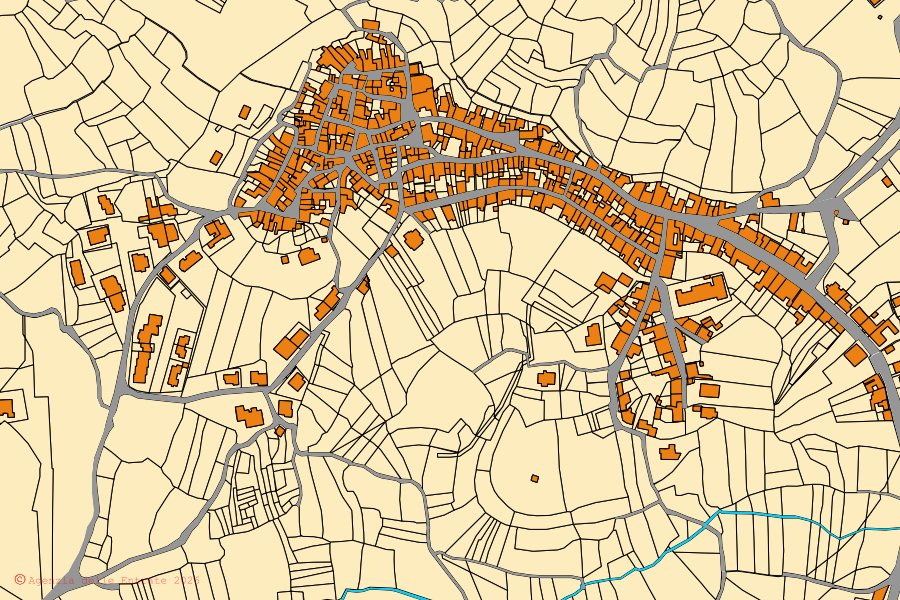 Mappa catastale del centro di Magomadas: particelle e fabbricati, cartografia Agenzia delle Entrate