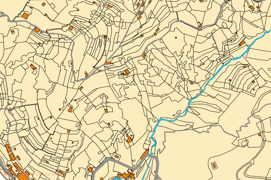 Mappa catastale del centro di Maiori: particelle e fabbricati, cartografia Agenzia delle Entrate
