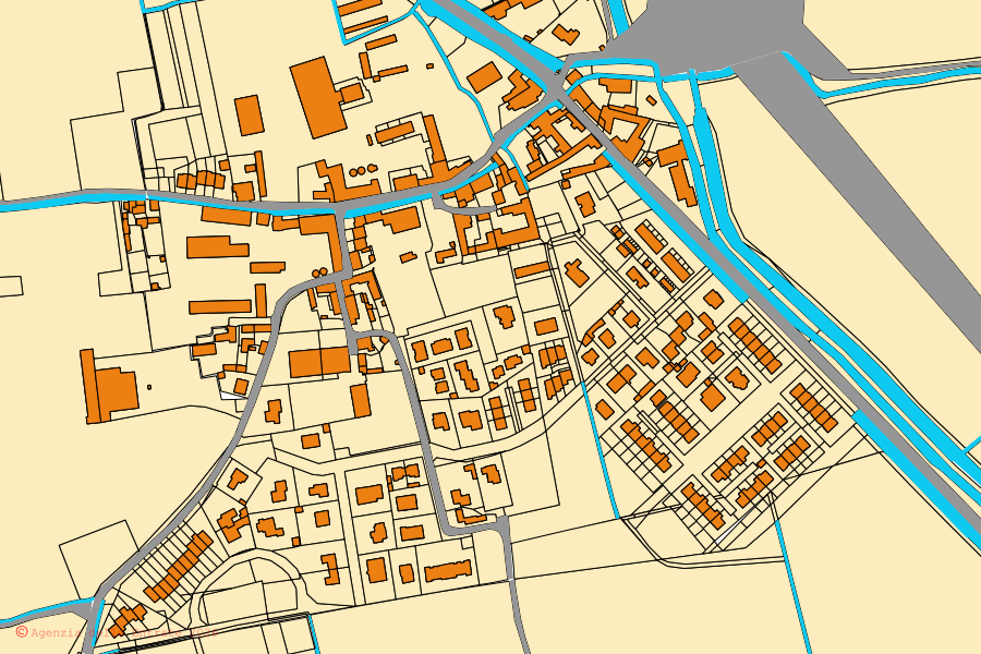 Mappa catastale del centro di Mairago: particelle e fabbricati, cartografia Agenzia delle Entrate