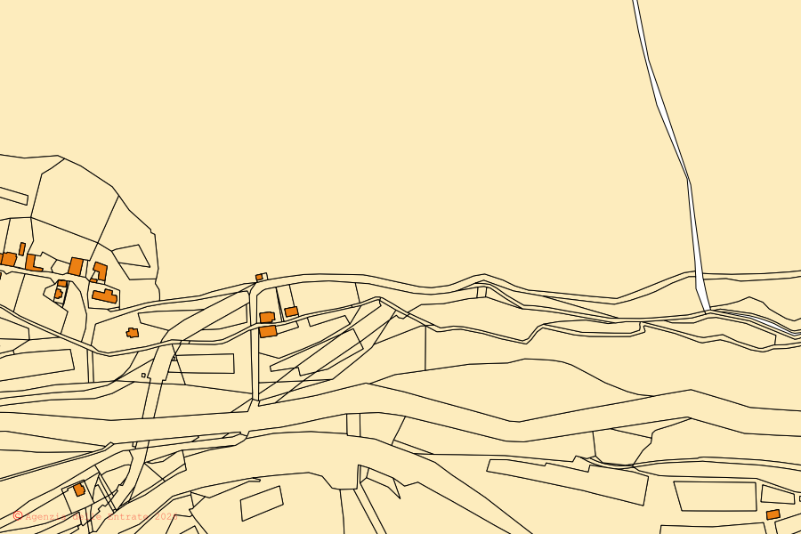 Mappa catastale del centro di Malborghetto Valbruna: particelle e fabbricati, cartografia Agenzia delle Entrate