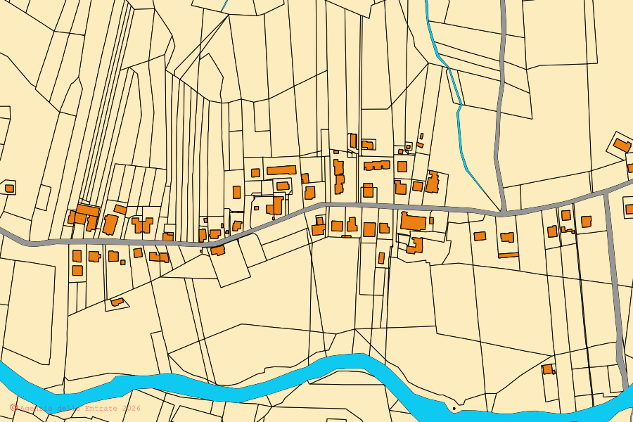 Mappa catastale del centro di Maltignano: particelle e fabbricati, cartografia Agenzia delle Entrate