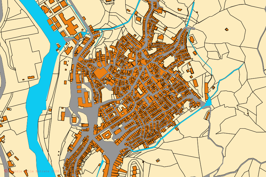 Mappa catastale del centro di Mammola: particelle e fabbricati, cartografia Agenzia delle Entrate