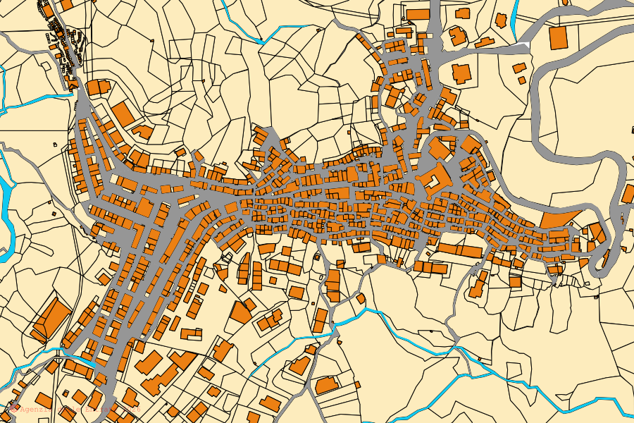 Mappa catastale del centro di Mandatoriccio: particelle e fabbricati, cartografia Agenzia delle Entrate