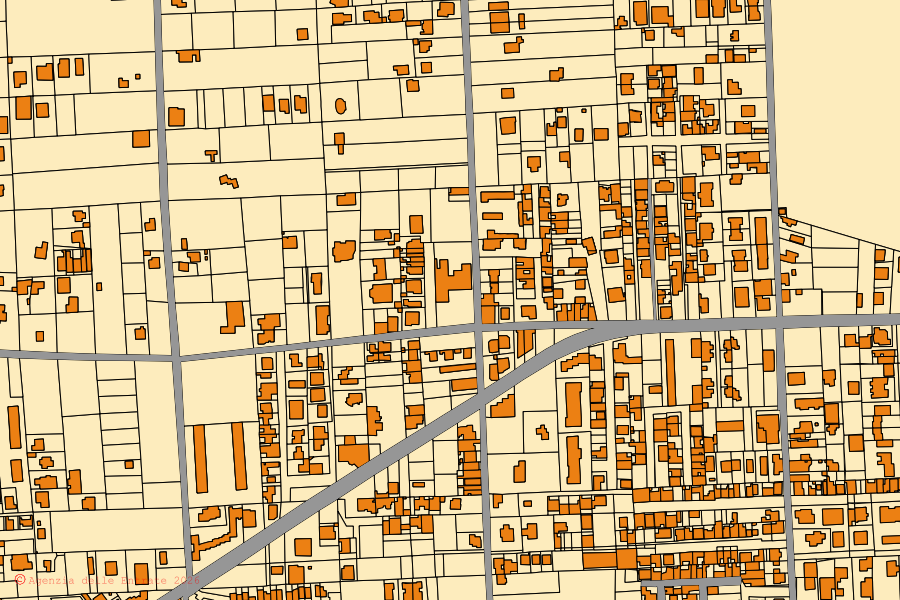 Mappa catastale del centro di Manduria: particelle e fabbricati, cartografia Agenzia delle Entrate