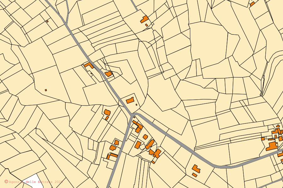 Mappa catastale del centro di Mango: particelle e fabbricati, cartografia Agenzia delle Entrate