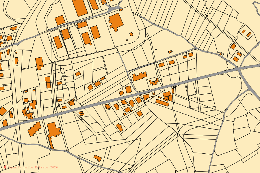 Mappa catastale del centro di Mangone: particelle e fabbricati, cartografia Agenzia delle Entrate
