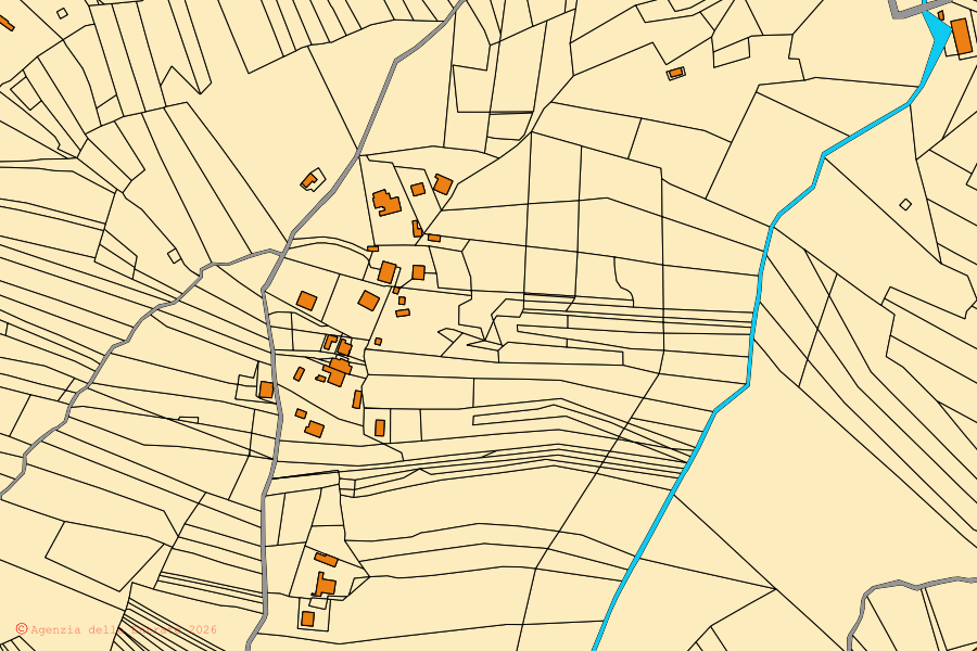 Mappa catastale del centro di Manoppello: particelle e fabbricati, cartografia Agenzia delle Entrate