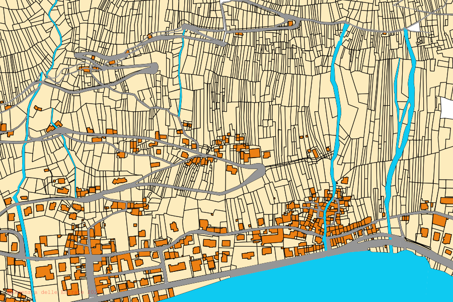Mappa catastale del centro di Mantello: particelle e fabbricati, cartografia Agenzia delle Entrate