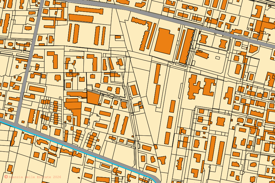 Mappa catastale del centro di Mappano: particelle e fabbricati, cartografia Agenzia delle Entrate
