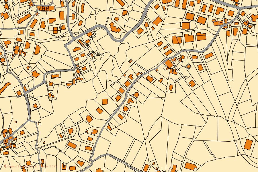Mappa catastale del centro di Marano Principato: particelle e fabbricati, cartografia Agenzia delle Entrate