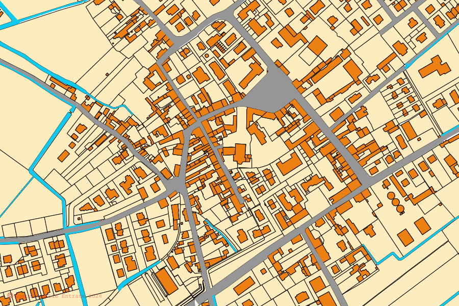 Mappa catastale del centro di Marcaria: particelle e fabbricati, cartografia Agenzia delle Entrate