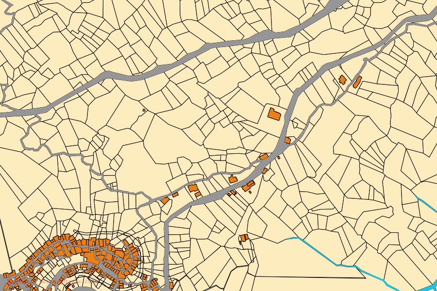 Mappa catastale del centro di Marcetelli: particelle e fabbricati, cartografia Agenzia delle Entrate