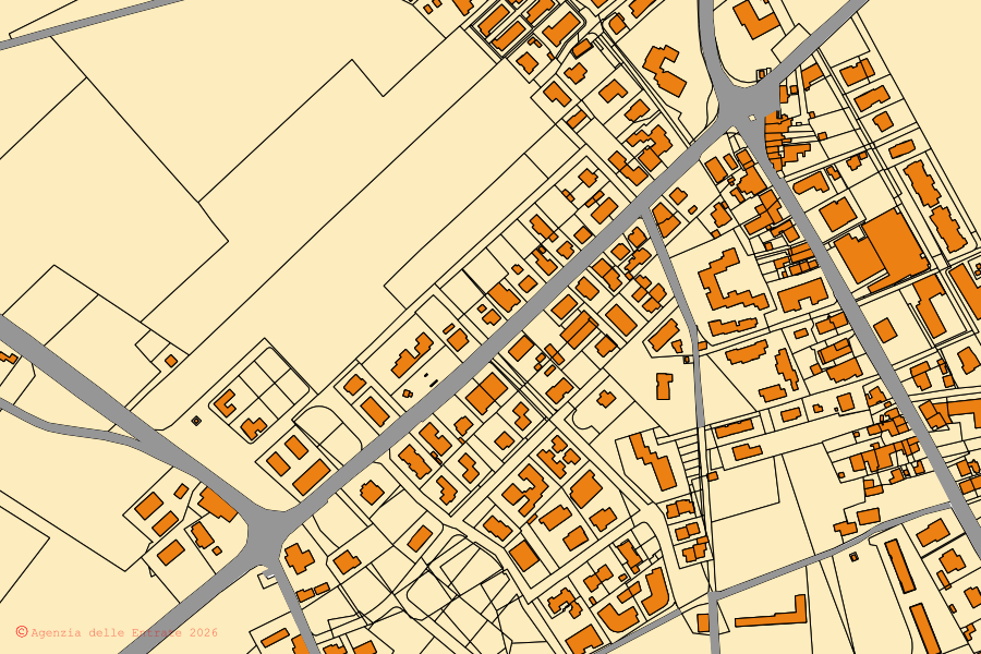 Mappa catastale del centro di Marciano della Chiana: particelle e fabbricati, cartografia Agenzia delle Entrate