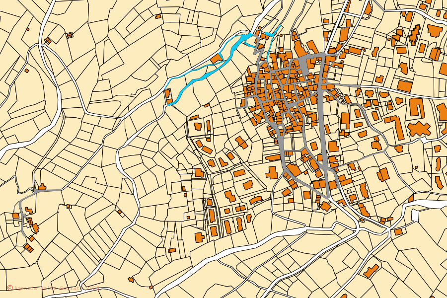 Mappa catastale del centro di Margno: particelle e fabbricati, cartografia Agenzia delle Entrate