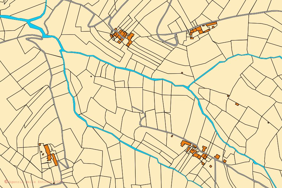 Mappa catastale del centro di Marsaglia: particelle e fabbricati, cartografia Agenzia delle Entrate