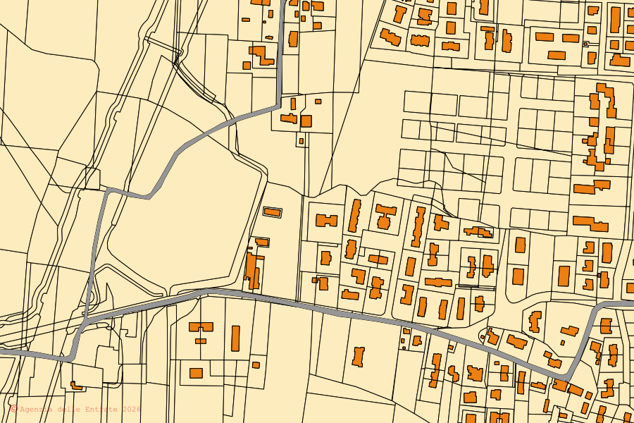 Mappa catastale del centro di Martellago: particelle e fabbricati, cartografia Agenzia delle Entrate