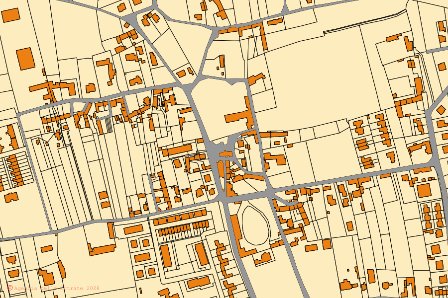 Mappa catastale del centro di Martignacco: particelle e fabbricati, cartografia Agenzia delle Entrate