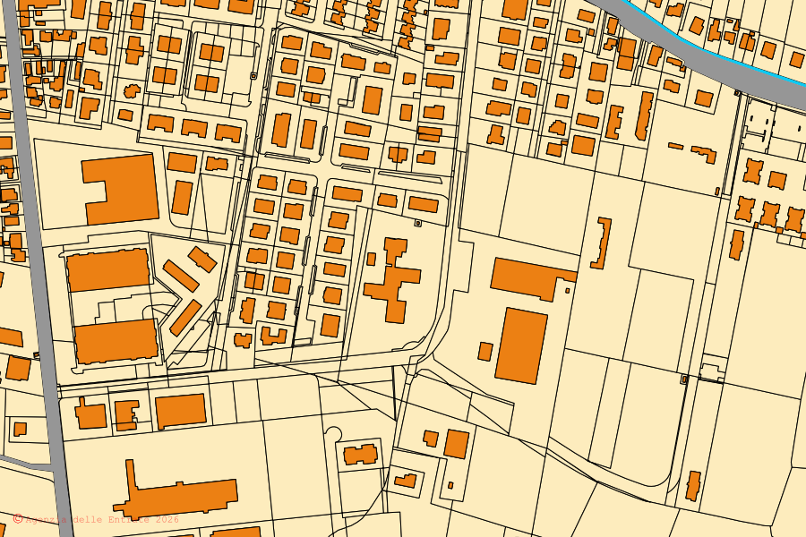 Mappa catastale del centro di Maserà di Padova: particelle e fabbricati, cartografia Agenzia delle Entrate