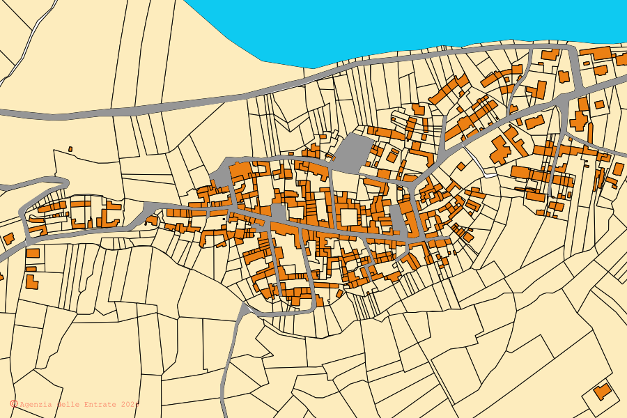 Mappa catastale del centro di Masio: particelle e fabbricati, cartografia Agenzia delle Entrate