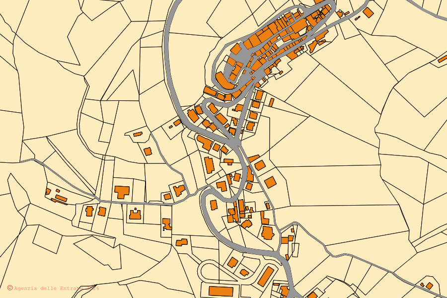 Mappa catastale del centro di Massa Fermana: particelle e fabbricati, cartografia Agenzia delle Entrate