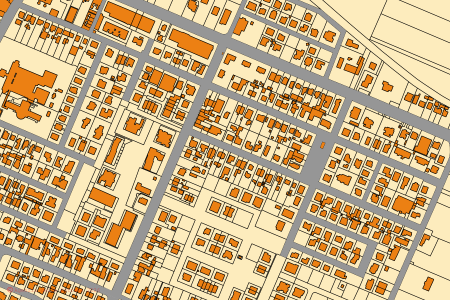 Mappa catastale del centro di Massa Lombarda: particelle e fabbricati, cartografia Agenzia delle Entrate