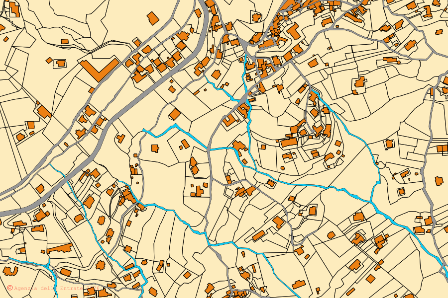 Mappa catastale del centro di Massa Lubrense: particelle e fabbricati, cartografia Agenzia delle Entrate