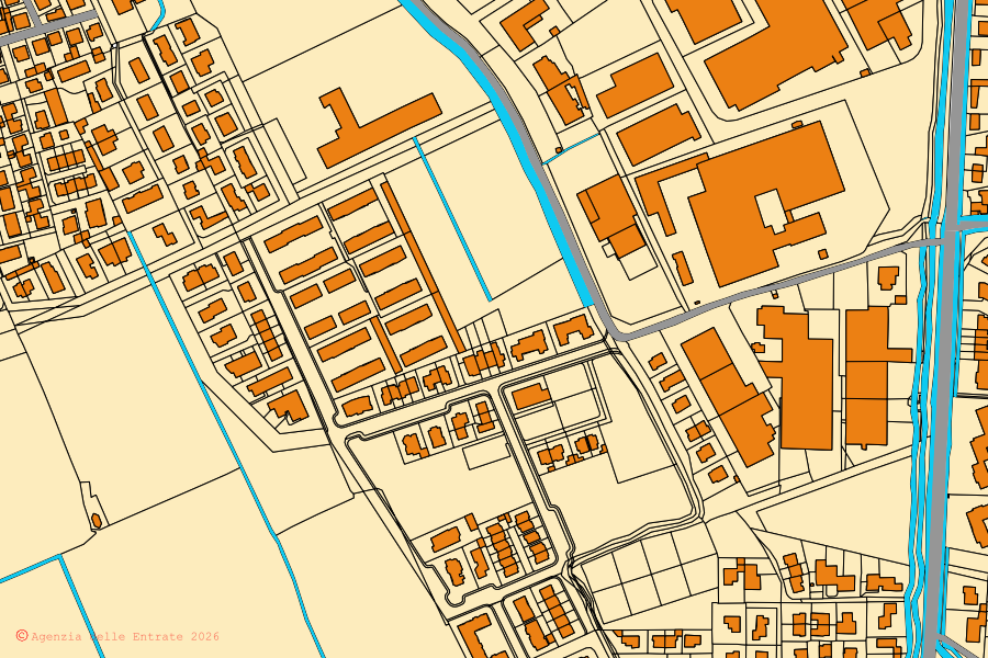 Mappa catastale del centro di Massalengo: particelle e fabbricati, cartografia Agenzia delle Entrate
