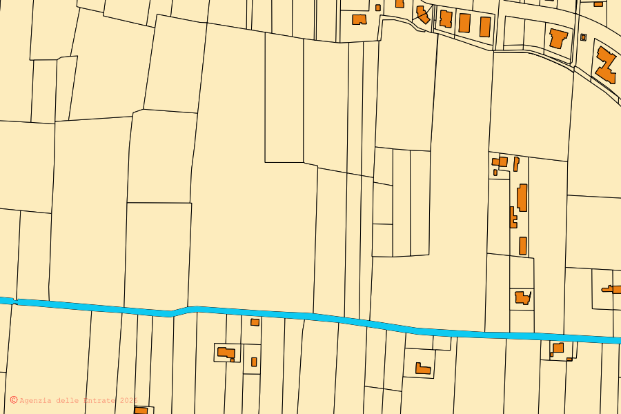 Mappa catastale del centro di Massanzago: particelle e fabbricati, cartografia Agenzia delle Entrate