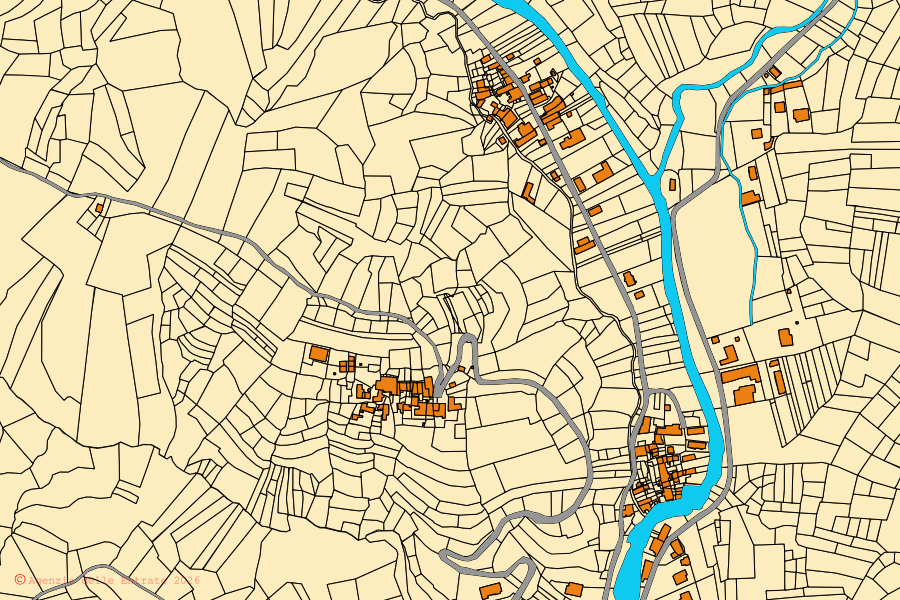 Mappa catastale del centro di Masserano: particelle e fabbricati, cartografia Agenzia delle Entrate