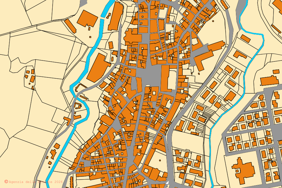 Mappa catastale del centro di Matelica: particelle e fabbricati, cartografia Agenzia delle Entrate
