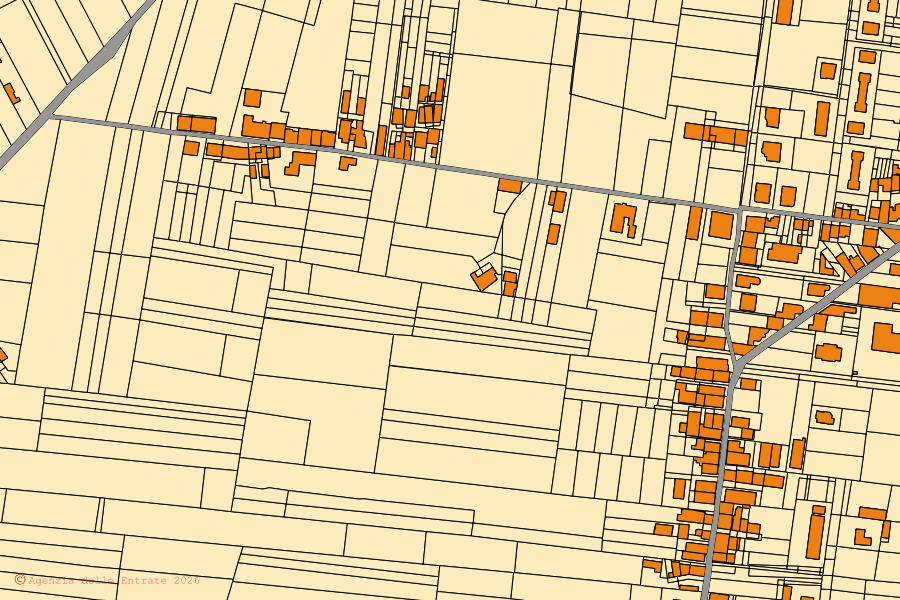 Mappa catastale del centro di Mazzarrone: particelle e fabbricati, cartografia Agenzia delle Entrate