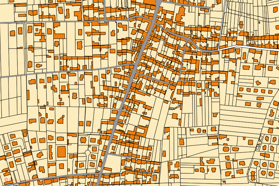 Mappa catastale del centro di Mazzè: particelle e fabbricati, cartografia Agenzia delle Entrate