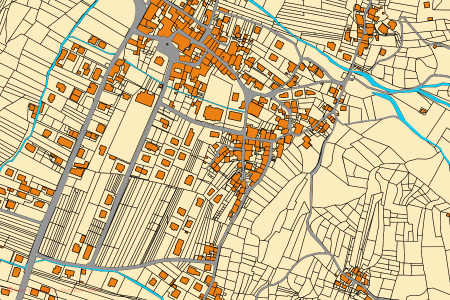 Mappa catastale del centro di Mazzo di Valtellina: particelle e fabbricati, cartografia Agenzia delle Entrate