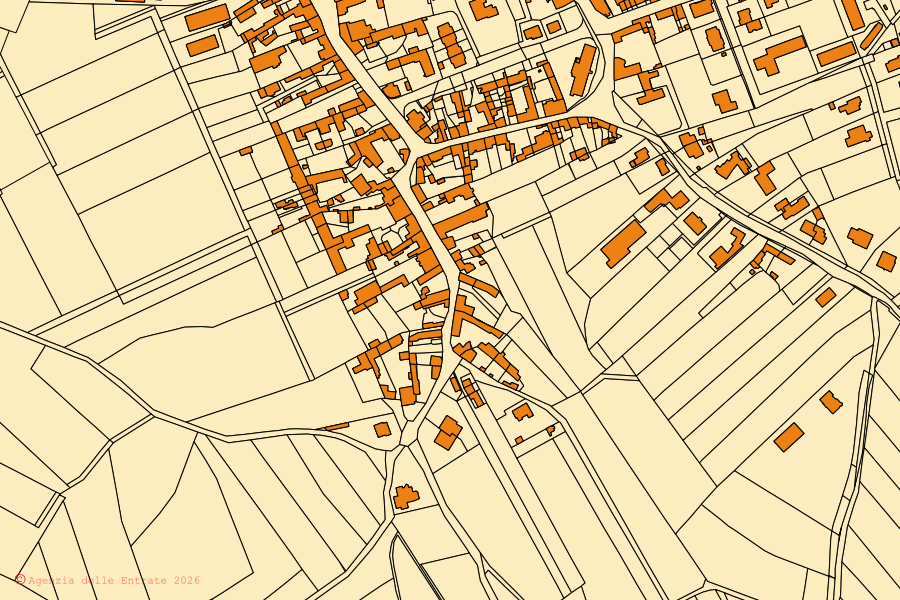 Mappa catastale del centro di Medea: particelle e fabbricati, cartografia Agenzia delle Entrate