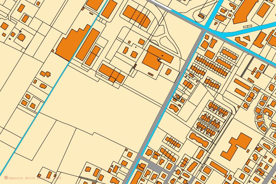 Mappa catastale del centro di Medicina: particelle e fabbricati, cartografia Agenzia delle Entrate