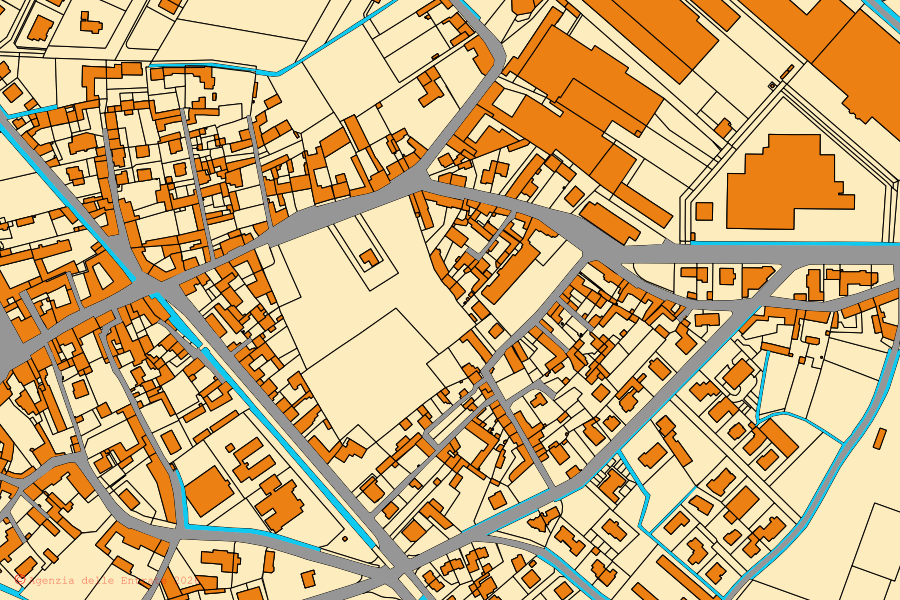 Mappa catastale del centro di Medole: particelle e fabbricati, cartografia Agenzia delle Entrate