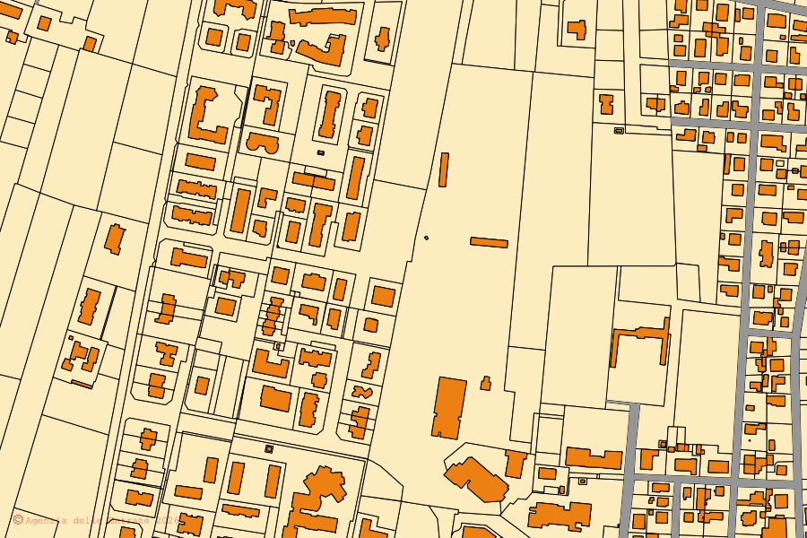Mappa catastale del centro di Medolla: particelle e fabbricati, cartografia Agenzia delle Entrate