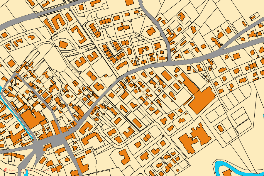 Mappa catastale del centro di Meduna di Livenza: particelle e fabbricati, cartografia Agenzia delle Entrate
