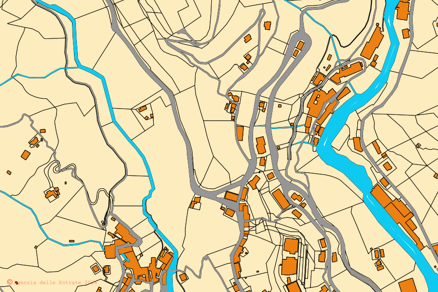 Mappa catastale del centro di Mele: particelle e fabbricati, cartografia Agenzia delle Entrate