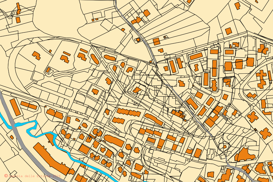 Mappa catastale del centro di Melfi: particelle e fabbricati, cartografia Agenzia delle Entrate