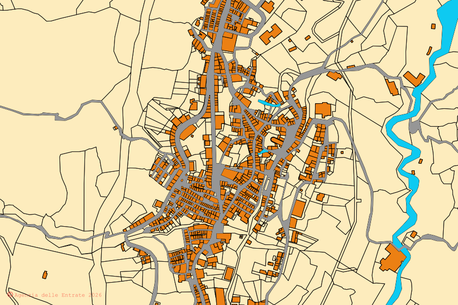 Mappa catastale del centro di Melicuccà: particelle e fabbricati, cartografia Agenzia delle Entrate