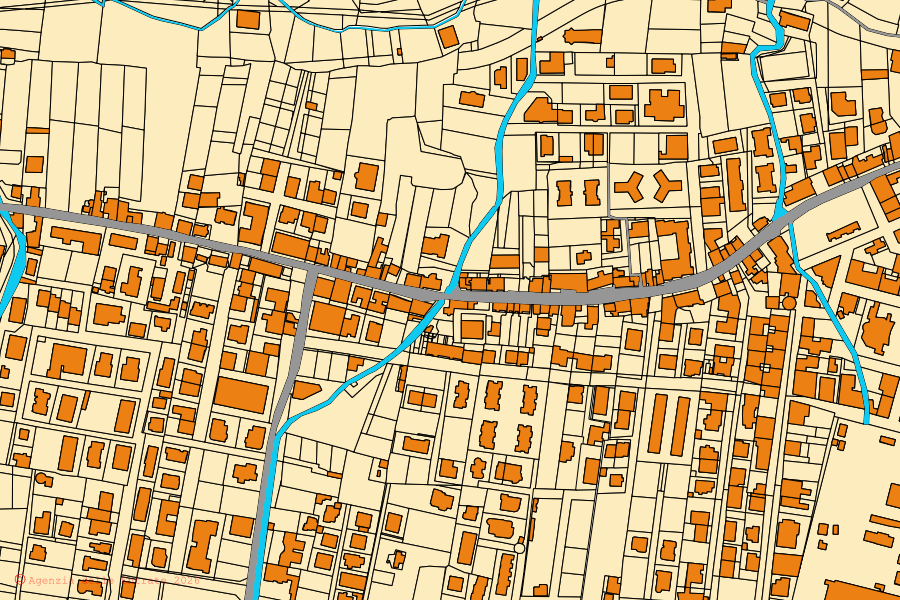 Mappa catastale del centro di Melito di Porto Salvo: particelle e fabbricati, cartografia Agenzia delle Entrate