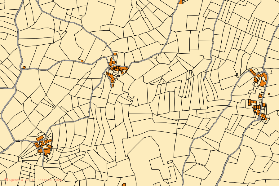 Mappa catastale del centro di Melle: particelle e fabbricati, cartografia Agenzia delle Entrate
