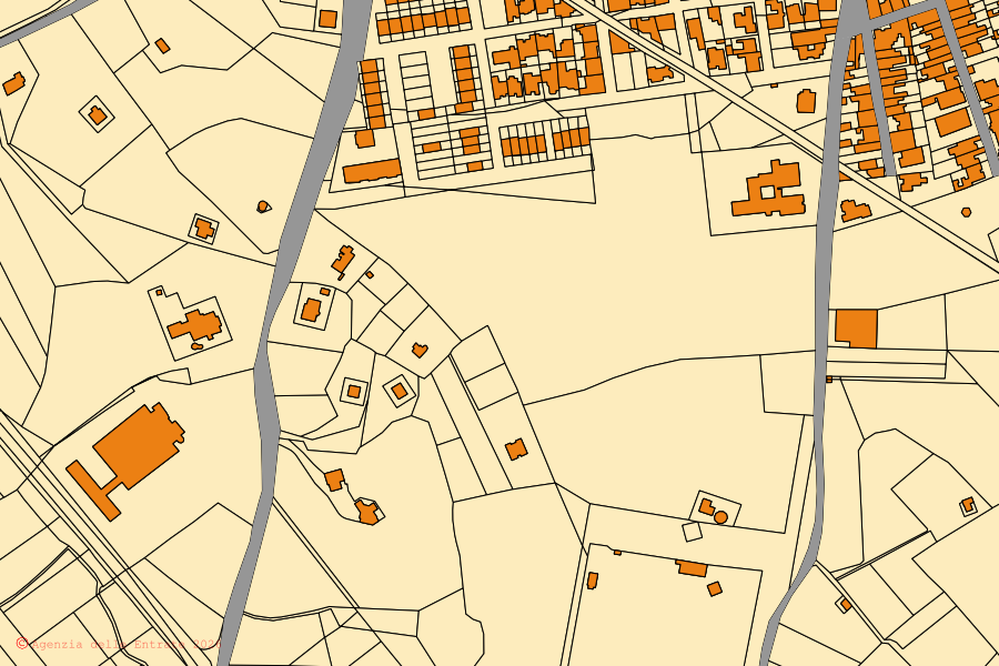 Mappa catastale del centro di Melpignano: particelle e fabbricati, cartografia Agenzia delle Entrate