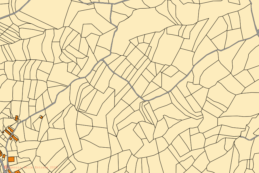 Mappa catastale del centro di Menconico: particelle e fabbricati, cartografia Agenzia delle Entrate