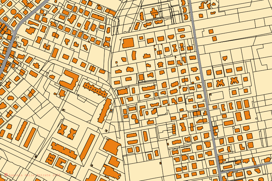 Mappa catastale del centro di Mentana: particelle e fabbricati, cartografia Agenzia delle Entrate