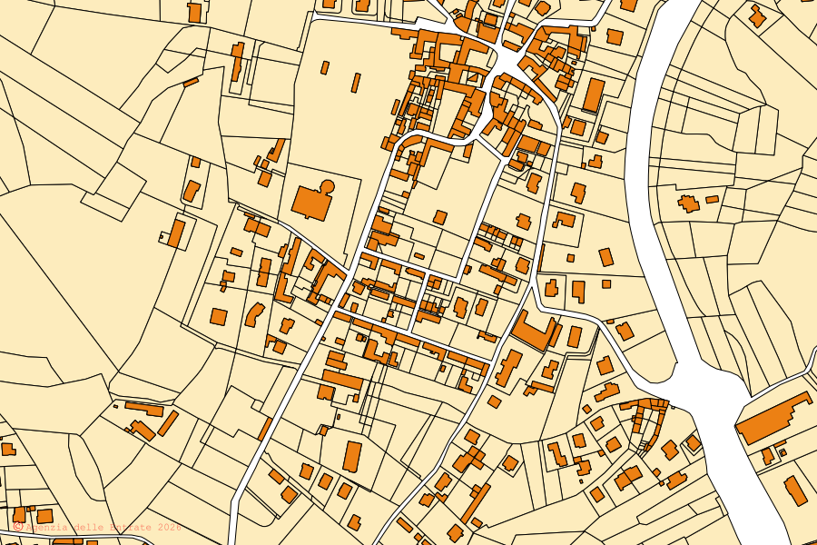 Mappa catastale del centro di Mercallo: particelle e fabbricati, cartografia Agenzia delle Entrate