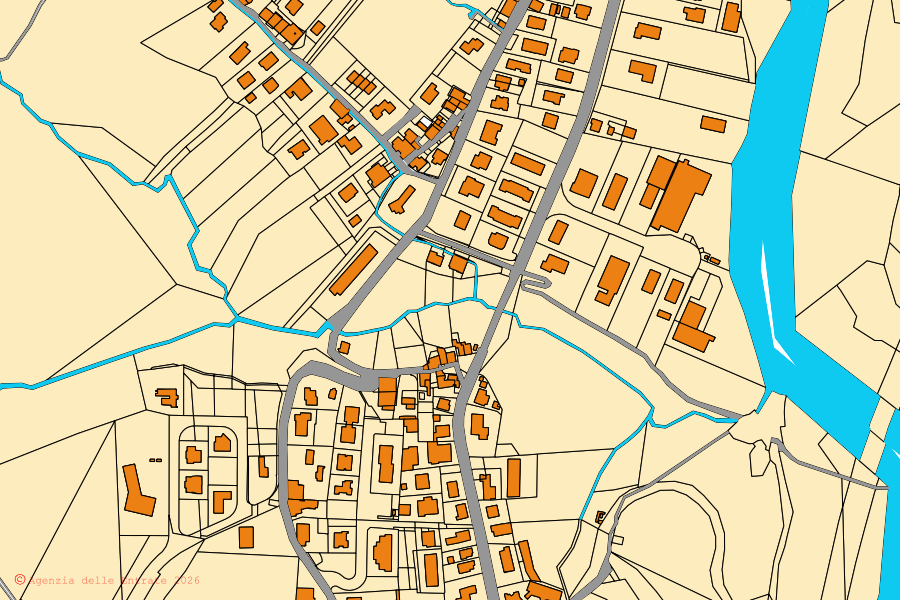 Mappa catastale del centro di Mercato Saraceno: particelle e fabbricati, cartografia Agenzia delle Entrate